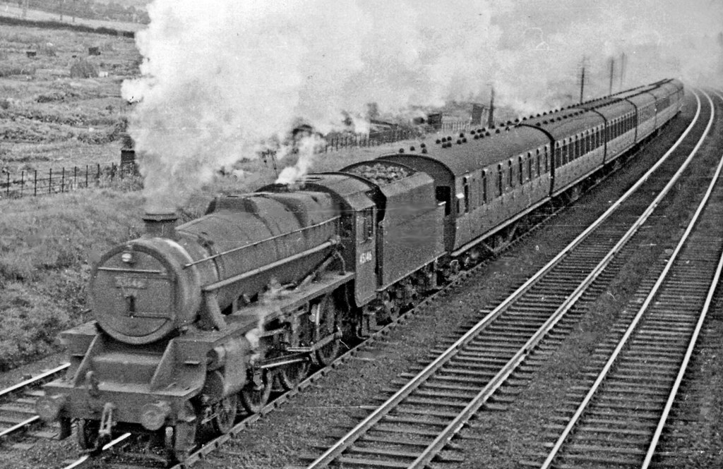 A Stanier Class 5 at Berkhamstead on the southen section of the West Coast Mainline