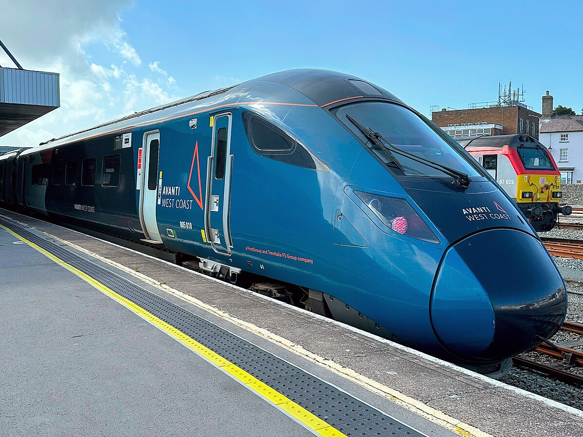 A avanti west coast class 805 sits at Holyhead station