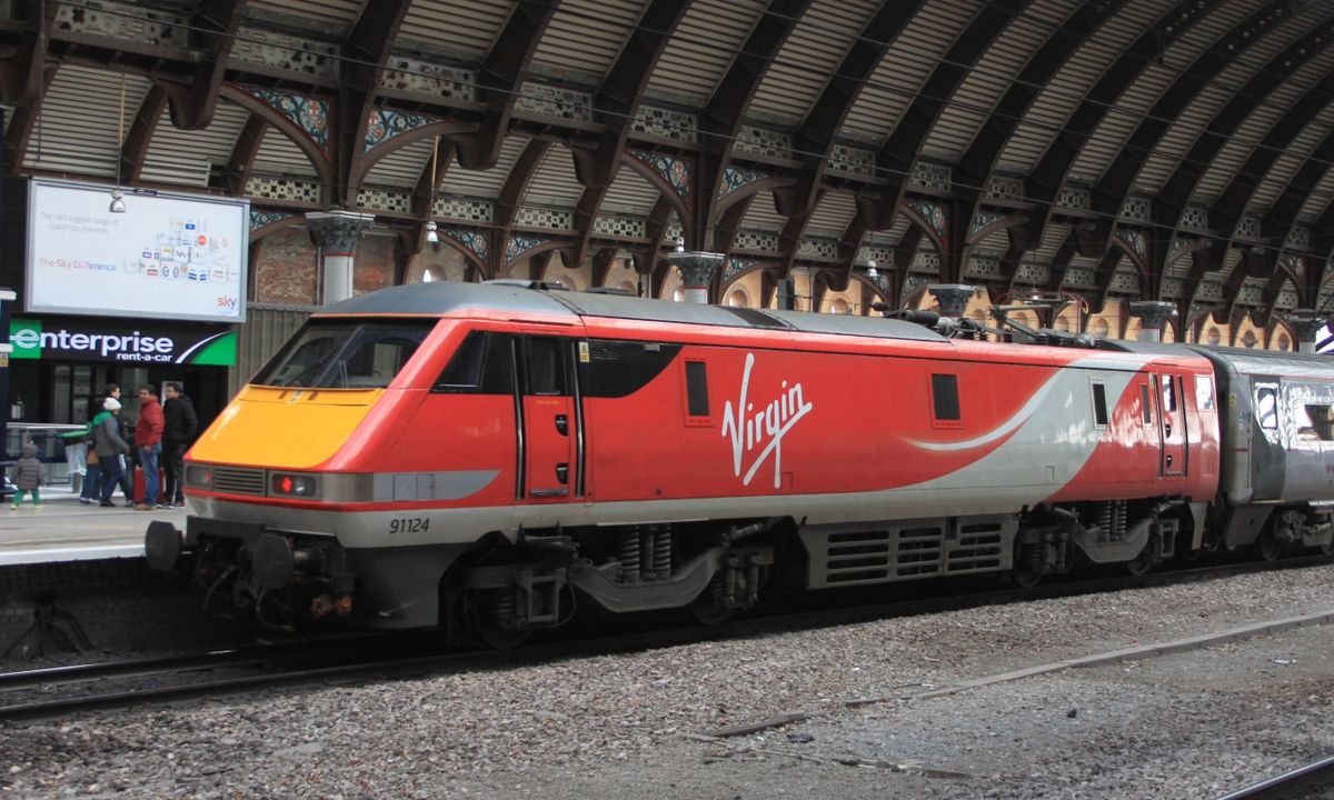 91 In Virgin East Coast Livery at York station