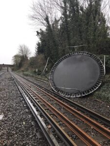 Storm Amy may cause Trampolines to end up on the railway